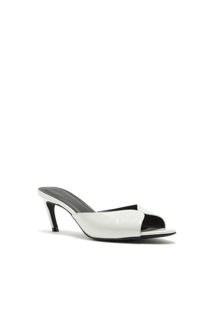 Mule de Tacón Peep Toe Blanco