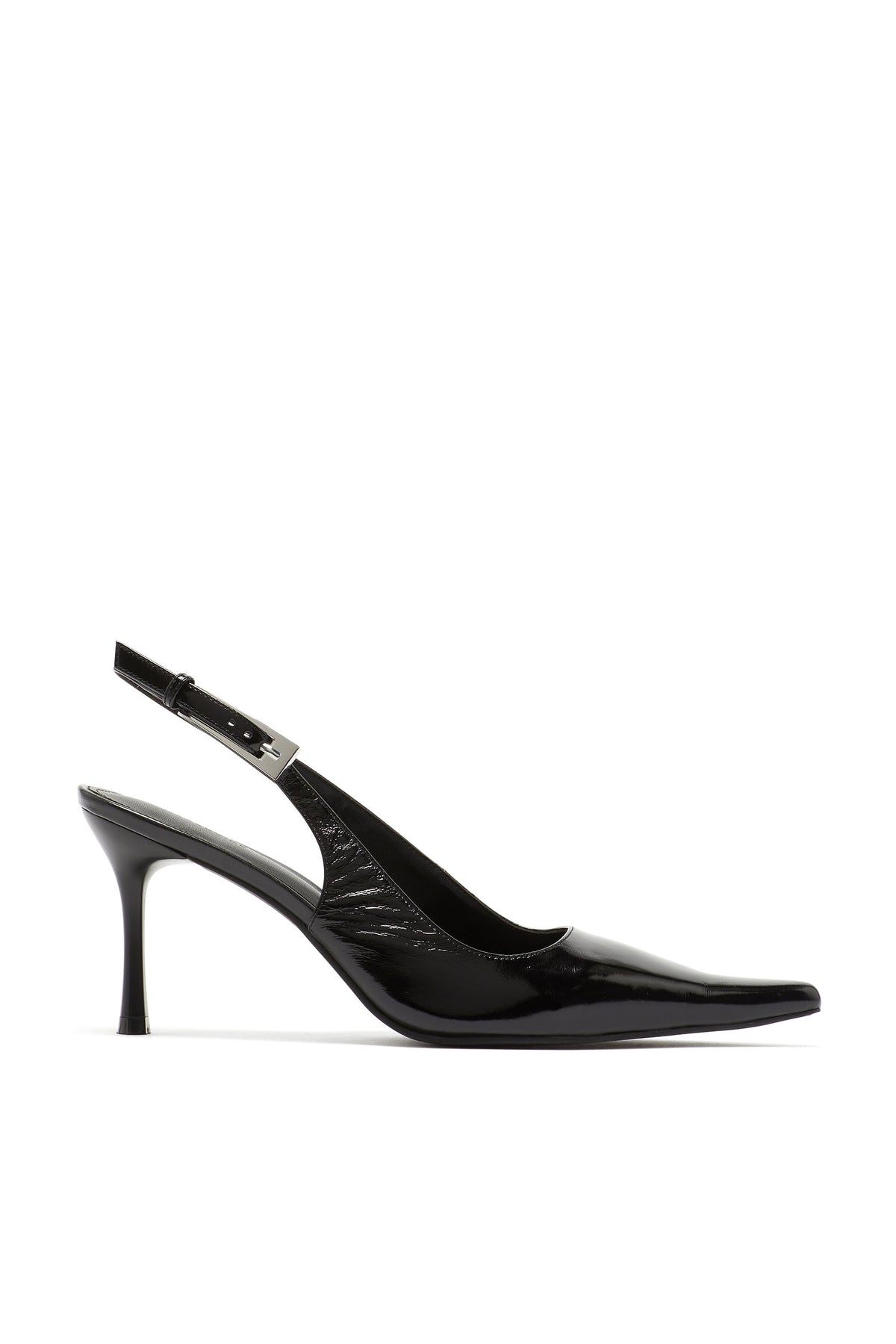 Zapato de Tacón Destalonado de Charol Negro