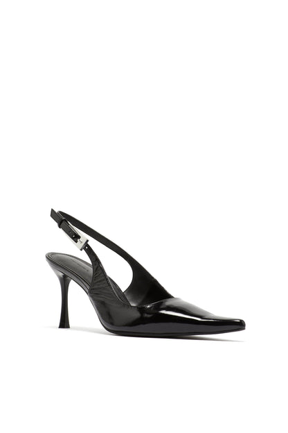 Zapato de Tacón Destalonado de Charol Negro