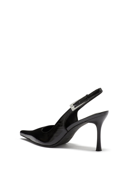 Zapato de Tacón Destalonado de Charol Negro