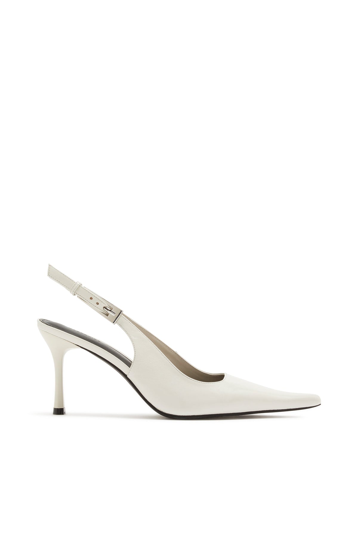 Zapato de Tacón Destalonado de Charol Blanco