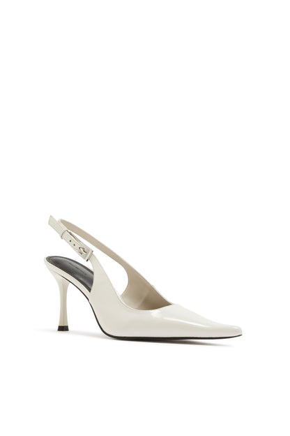 Zapato de Tacón Destalonado de Charol Blanco