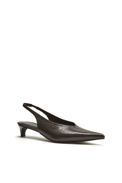 Zapato Destalonado de Piel Craquelada Gris