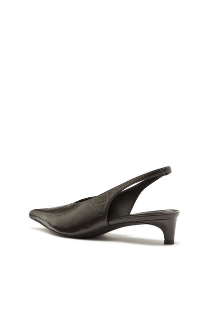 Zapato Destalonado de Piel Craquelada Gris