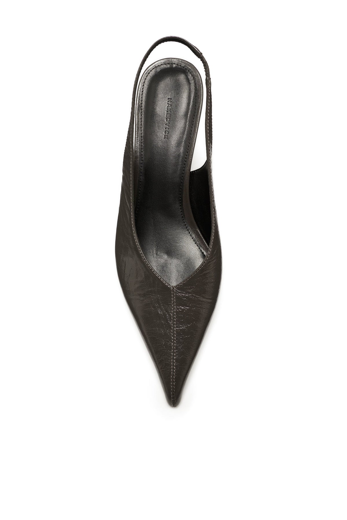 Zapato Destalonado de Piel Craquelada Gris