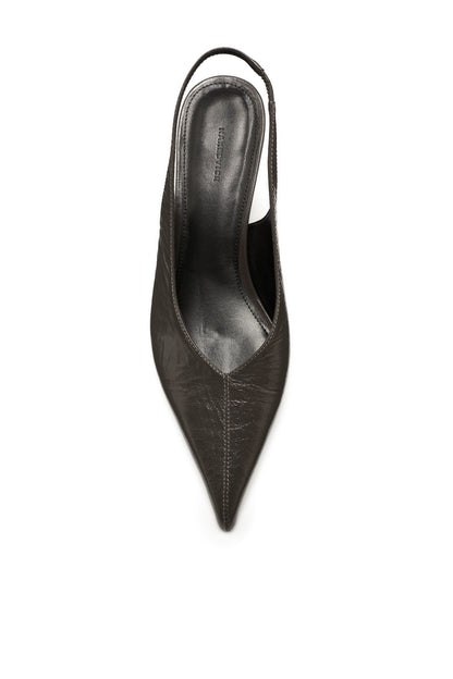 Zapato Destalonado de Piel Craquelada Gris