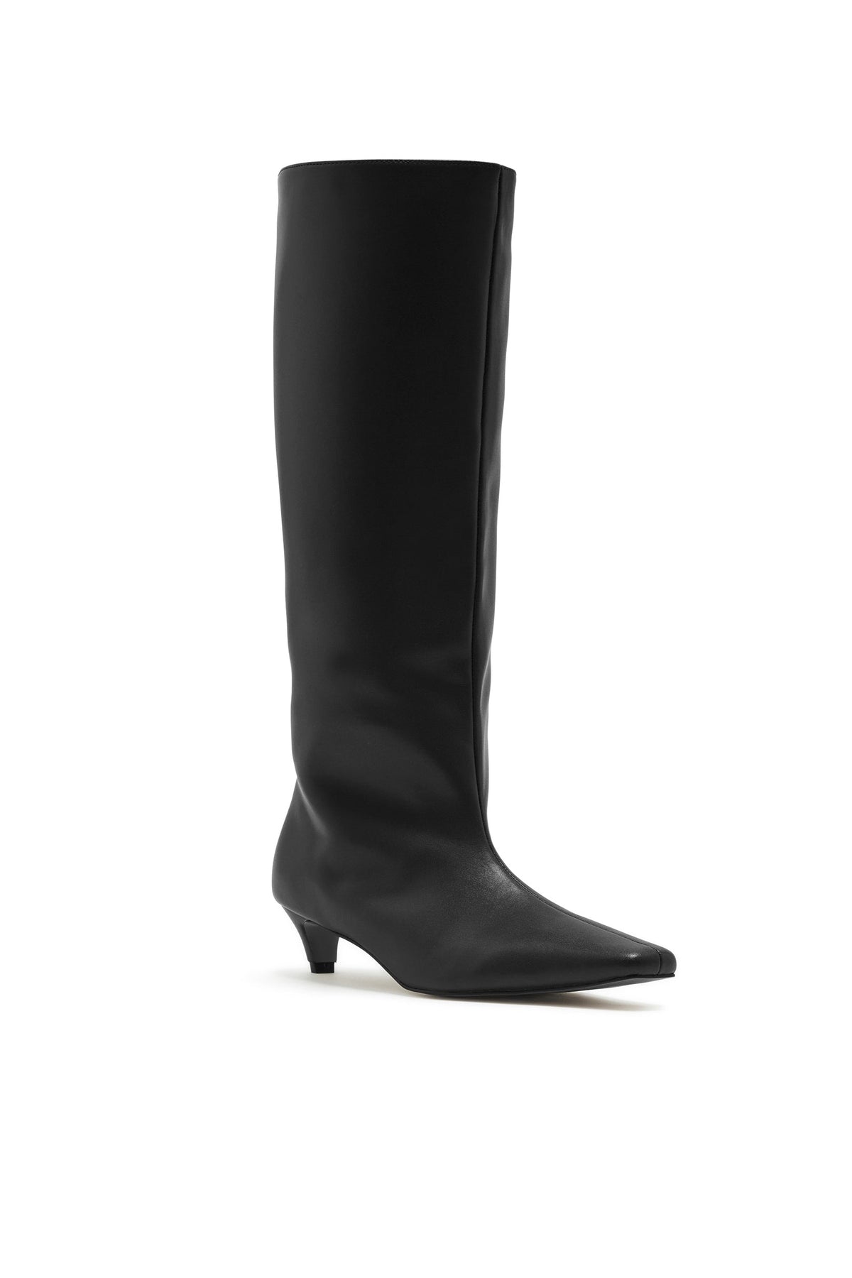 Bota de Punta Cuadrada con Tacón Bajo Negra