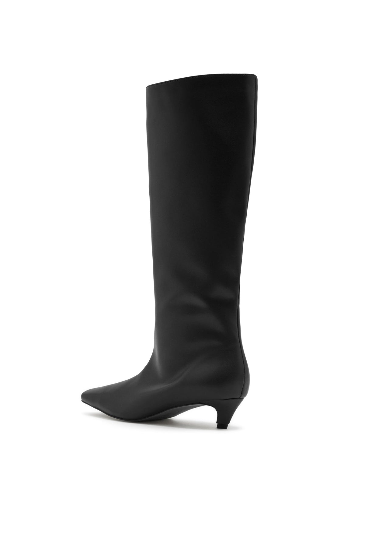 Bota de Punta Cuadrada con Tacón Bajo Negra