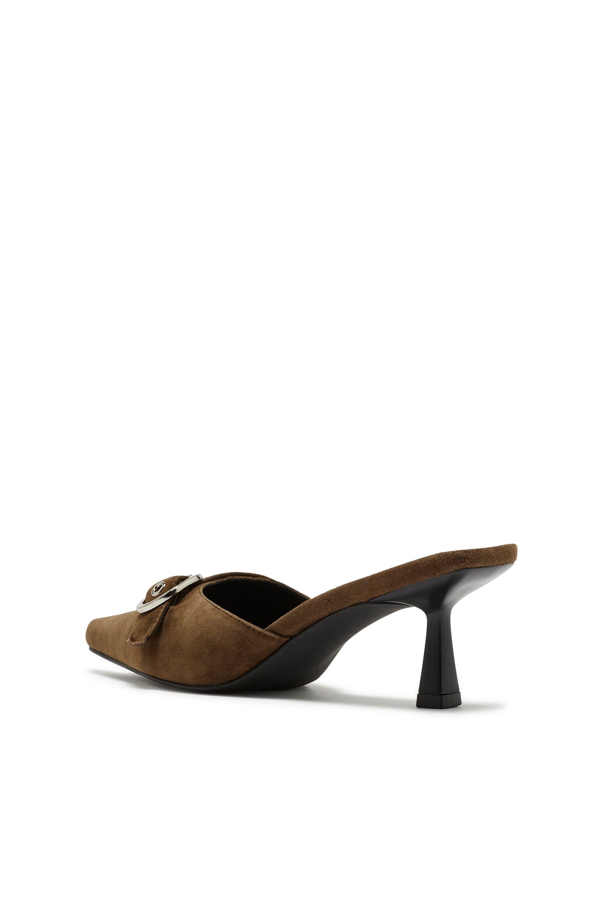 Zapato de Tacón de Ante con Puntera Cincelada Cacao