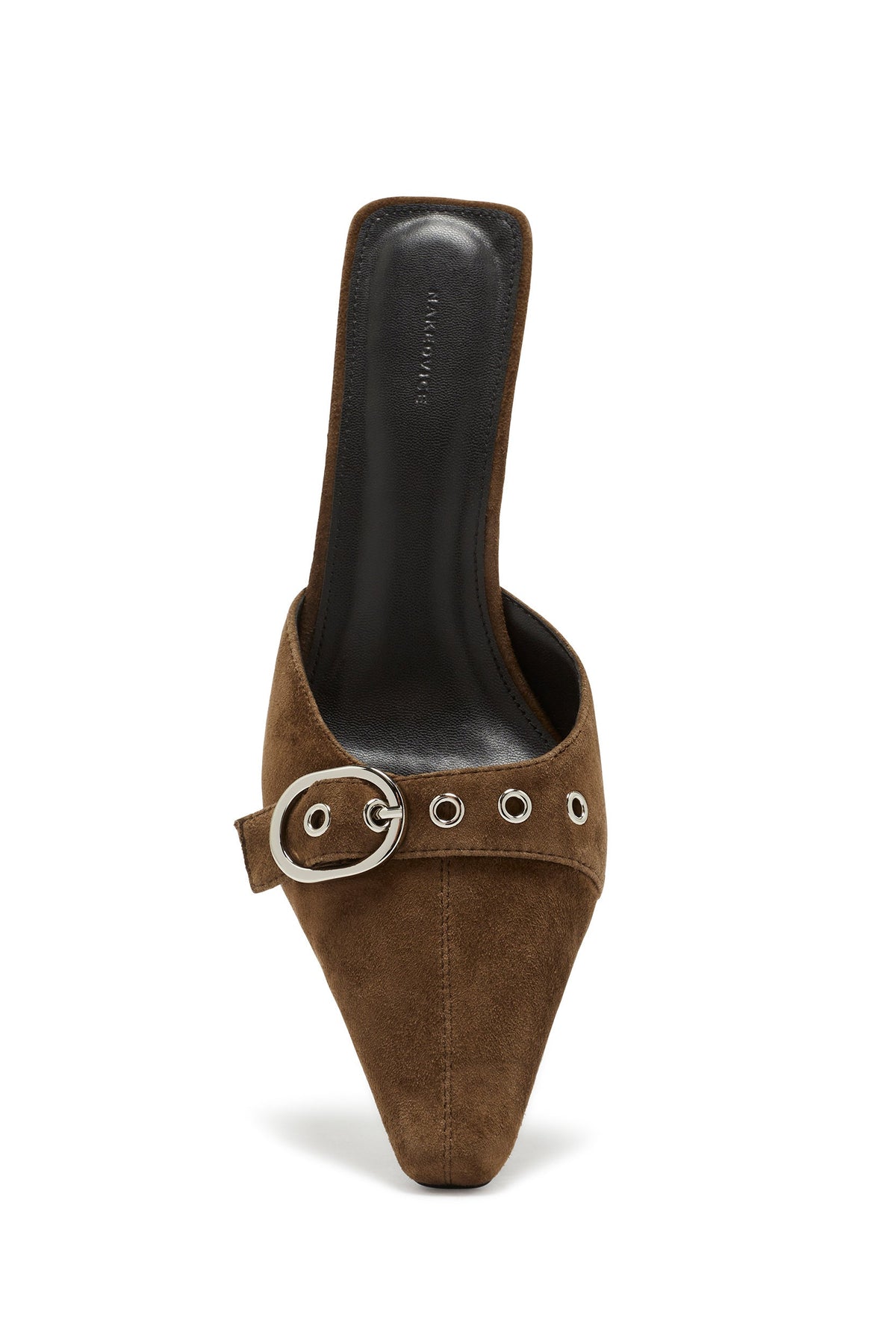 Zapato de Tacón de Ante con Puntera Cincelada Cacao