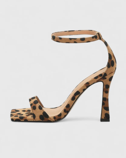 Sandalia de Tacón de Piel Leopardo