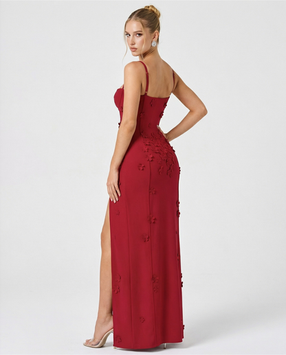 Candela | Vestido Largo Corsé con Flores y Abertura