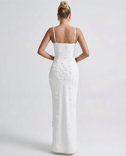 Candela | Vestido Largo Corsé con Flores y Abertura