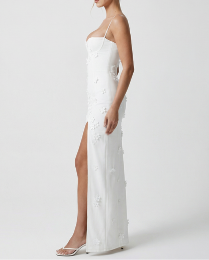 Candela | Vestido Largo Corsé con Flores y Abertura