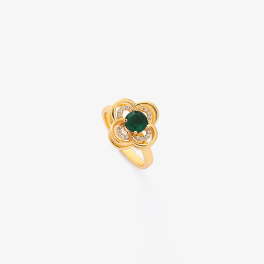 Anillo | Giratorio Trébol Halo Esmeralda