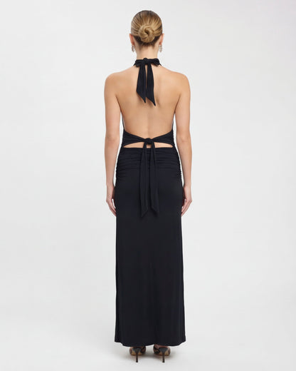 Macarena | Vestido Largo Halter con Espalda Abierta