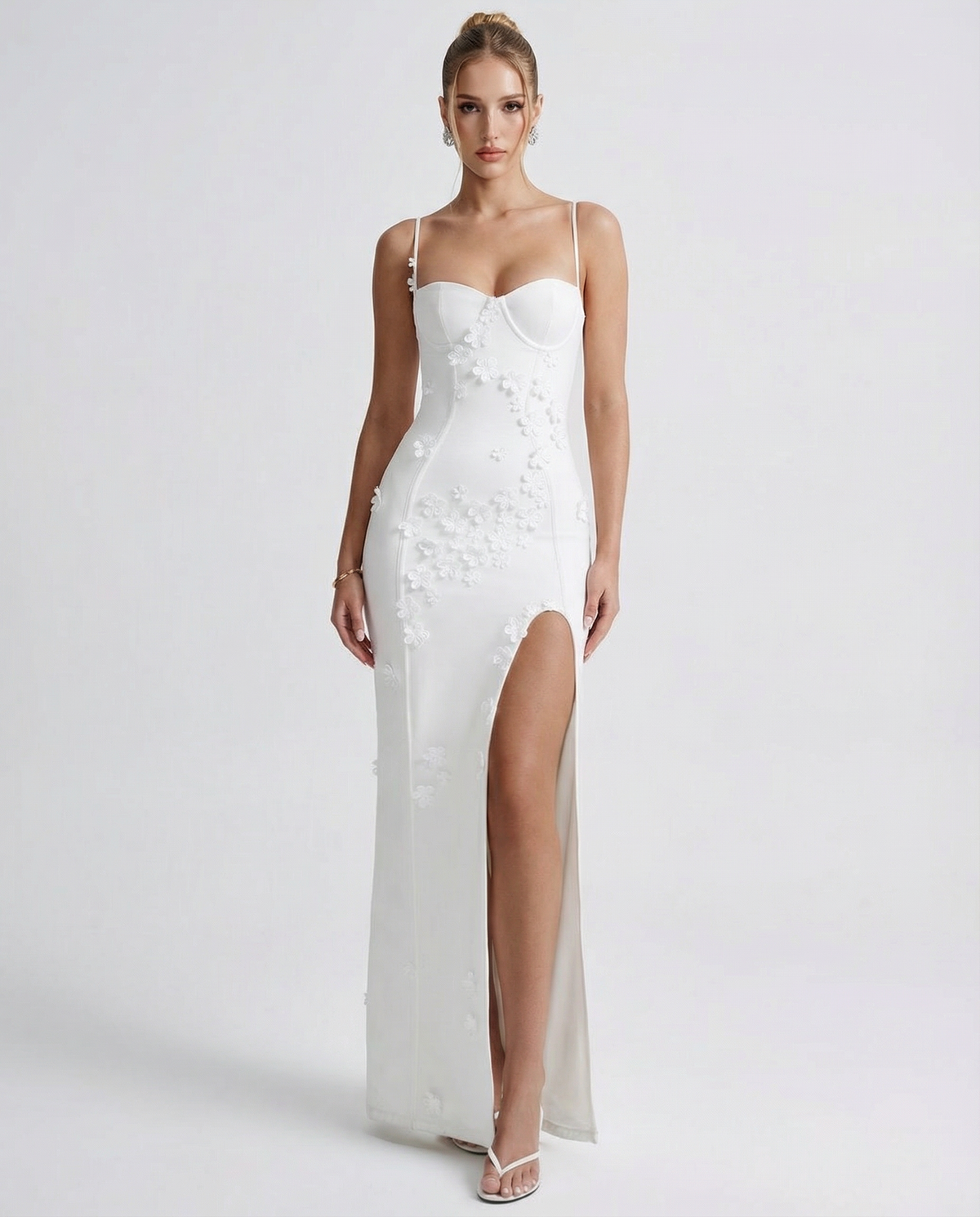 Candela | Vestido Largo Corsé con Flores y Abertura