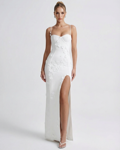 Candela | Vestido Largo Corsé con Flores y Abertura