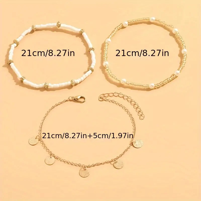 Set de 3 Tobilleras | Coastal Charm en Capas