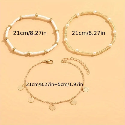 Set de 3 Tobilleras | Coastal Charm en Capas
