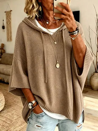 Sudadera oversize con capucha para mujer de punto suave casual