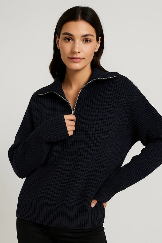Ffion | Jersey de Punto Gofre con Cuello con Cremallera
