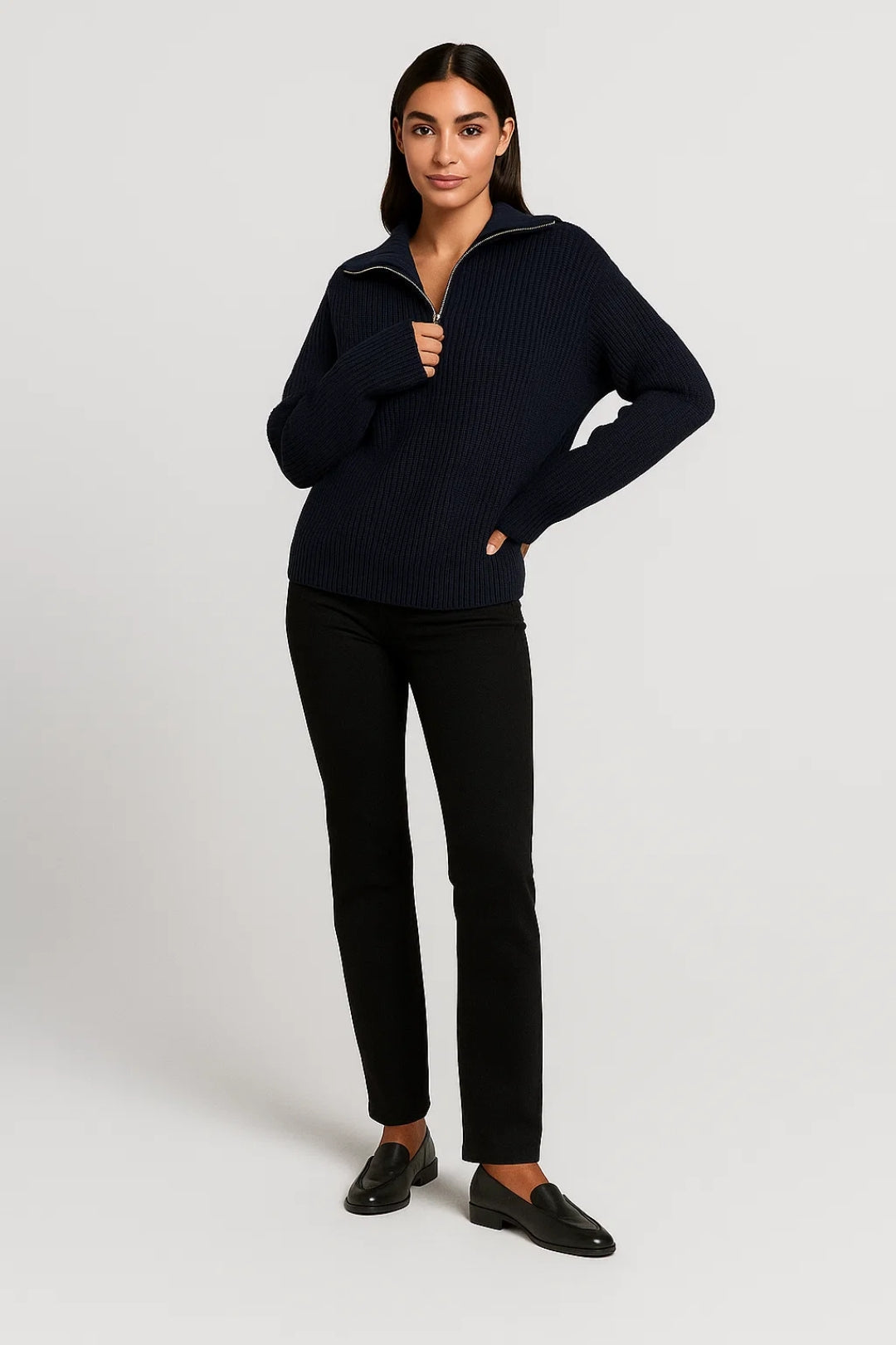 Ffion | Jersey de Punto Gofre con Cuello con Cremallera