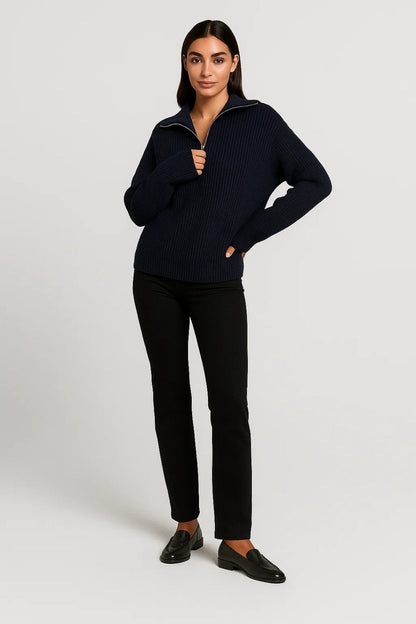 Ffion | Jersey de Punto Gofre con Cuello con Cremallera