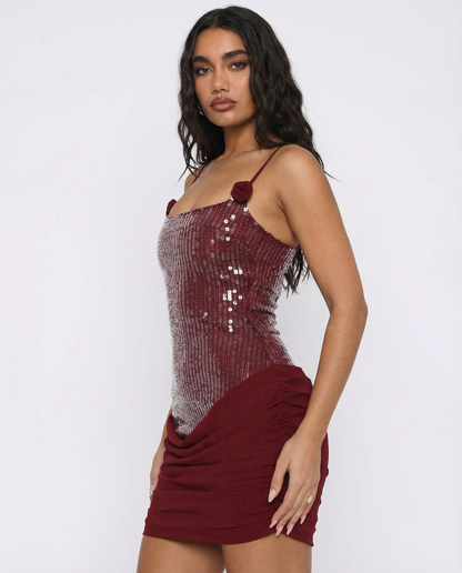 Inma | Vestido Corto con Corsé de Lentejuelas