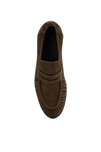 Mocasín de Ante con Talón Fruncido Cacao