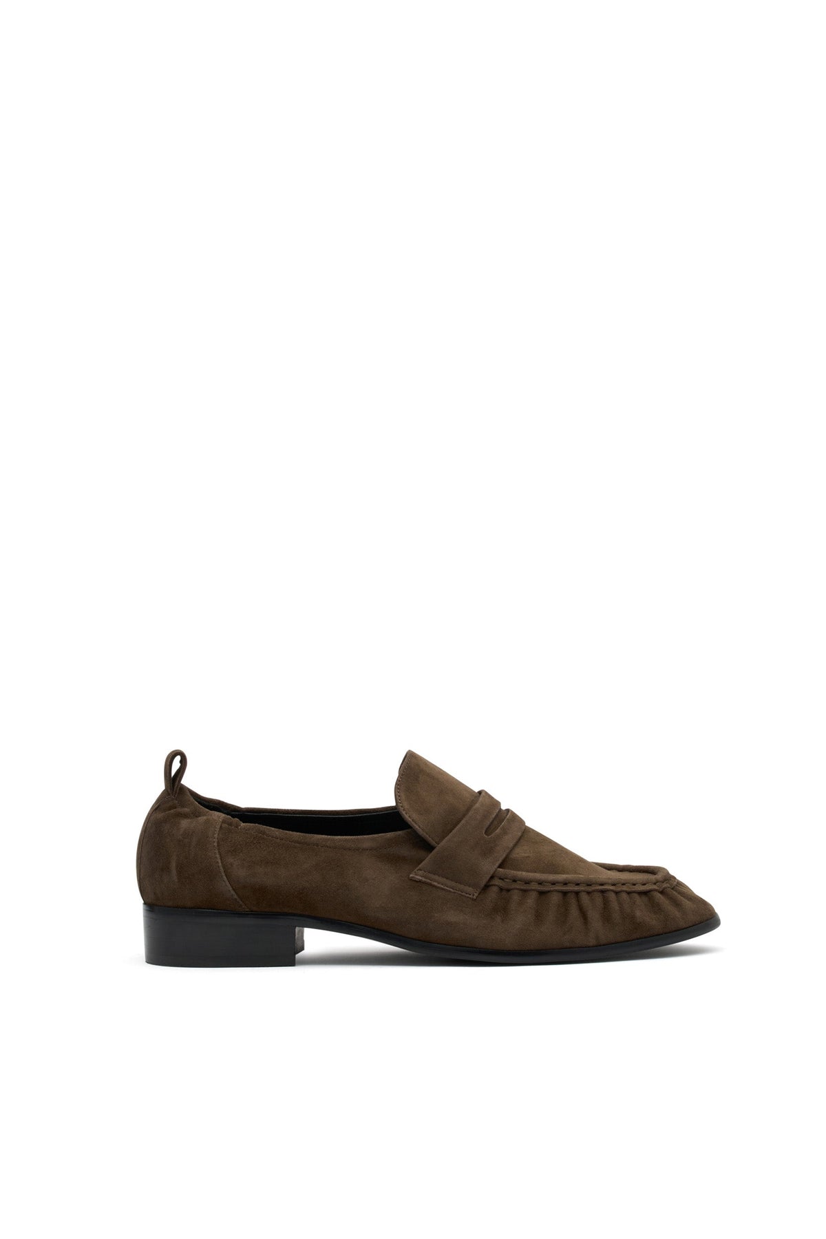 Mocasín de Ante con Talón Fruncido Cacao