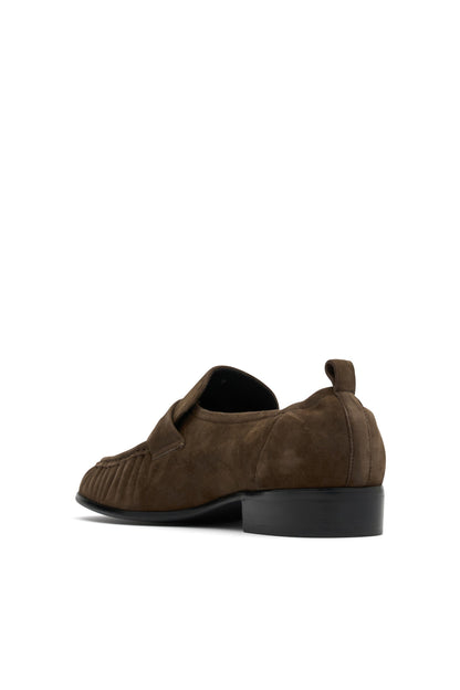 Mocasín de Ante con Talón Fruncido Cacao