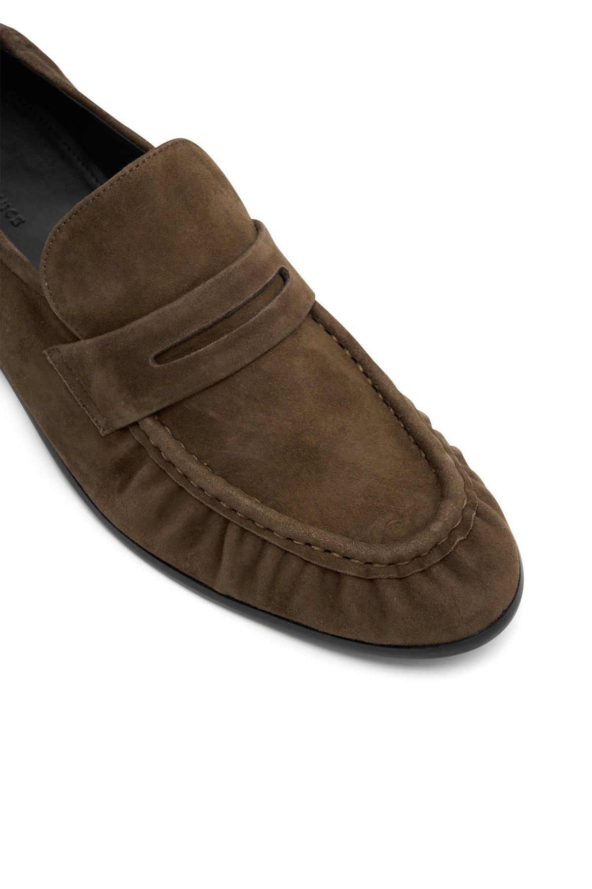 Mocasín de Ante con Talón Fruncido Cacao