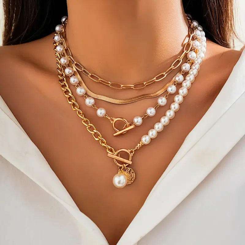 Set de Collares | Vintage de Perla y Cadena Serpiente
