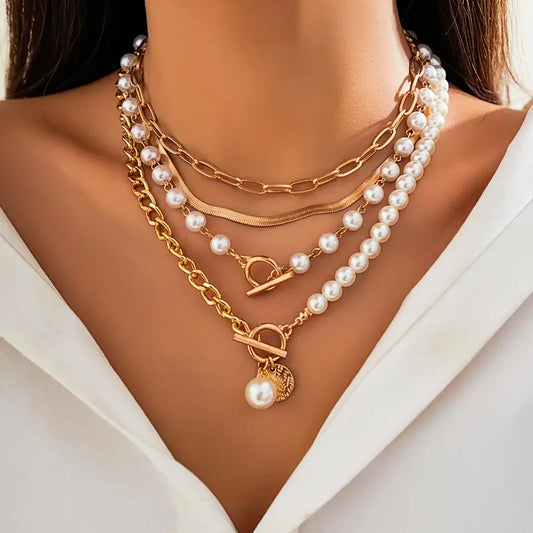 Set de Collares | Vintage de Perla y Cadena Serpiente