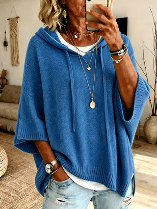 Sudadera oversize con capucha para mujer de punto suave casual