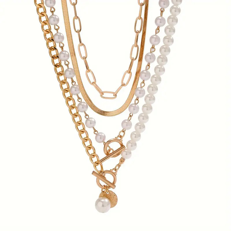 Set de Collares | Vintage de Perla y Cadena Serpiente
