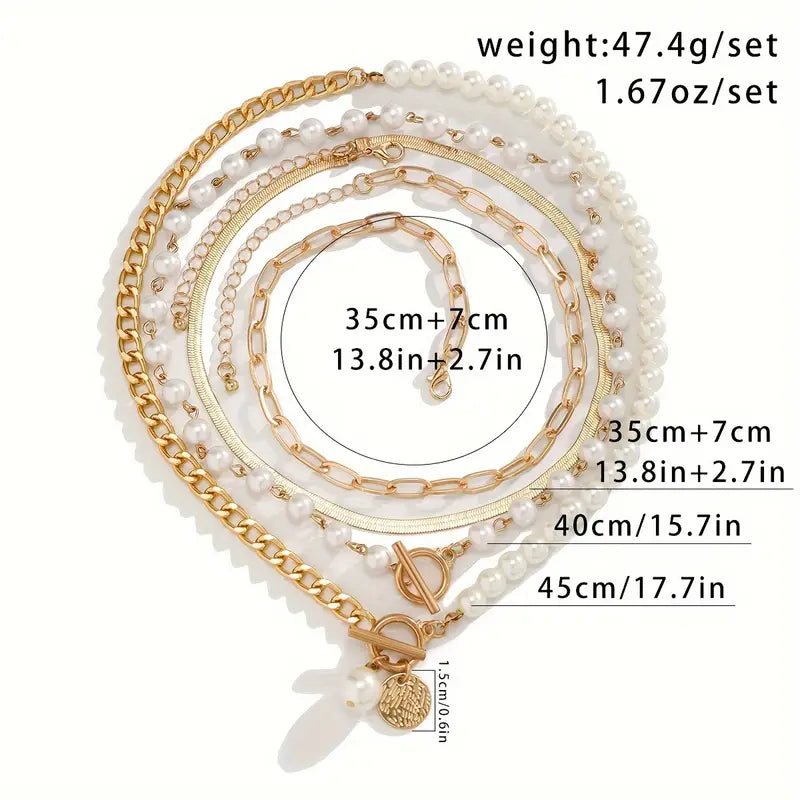 Set de Collares | Vintage de Perla y Cadena Serpiente