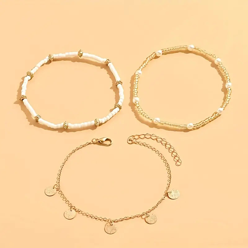 Set de 3 Tobilleras | Coastal Charm en Capas
