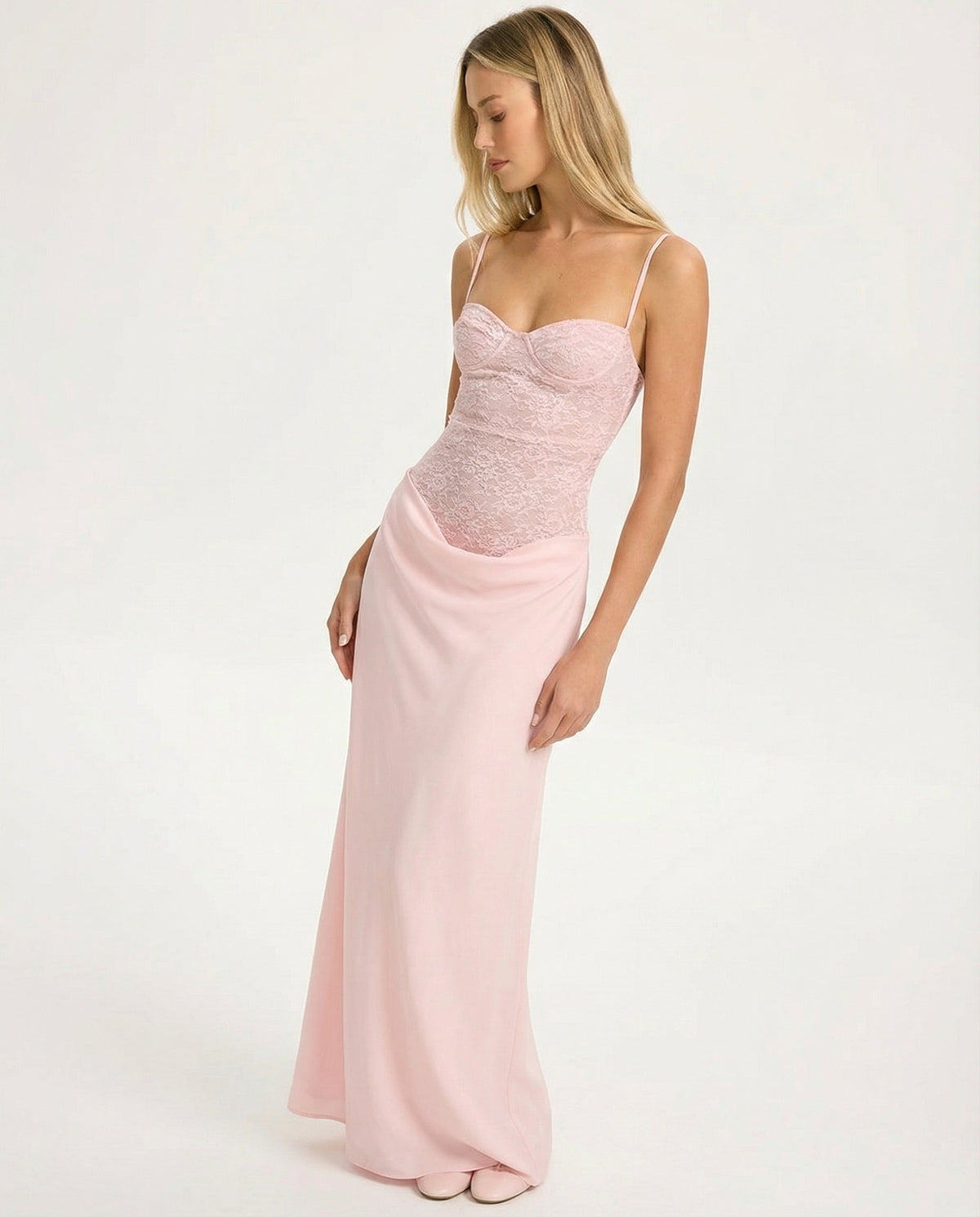 Celeste | Vestido Largo con Corsé de Encaje