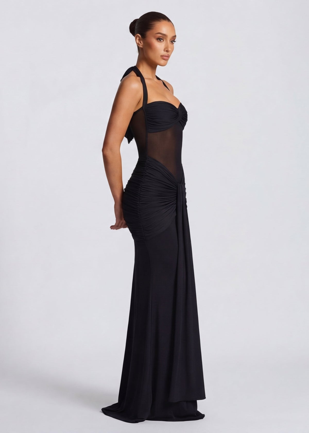 Gala | Vestido Largo Reloj de Arena con Malla