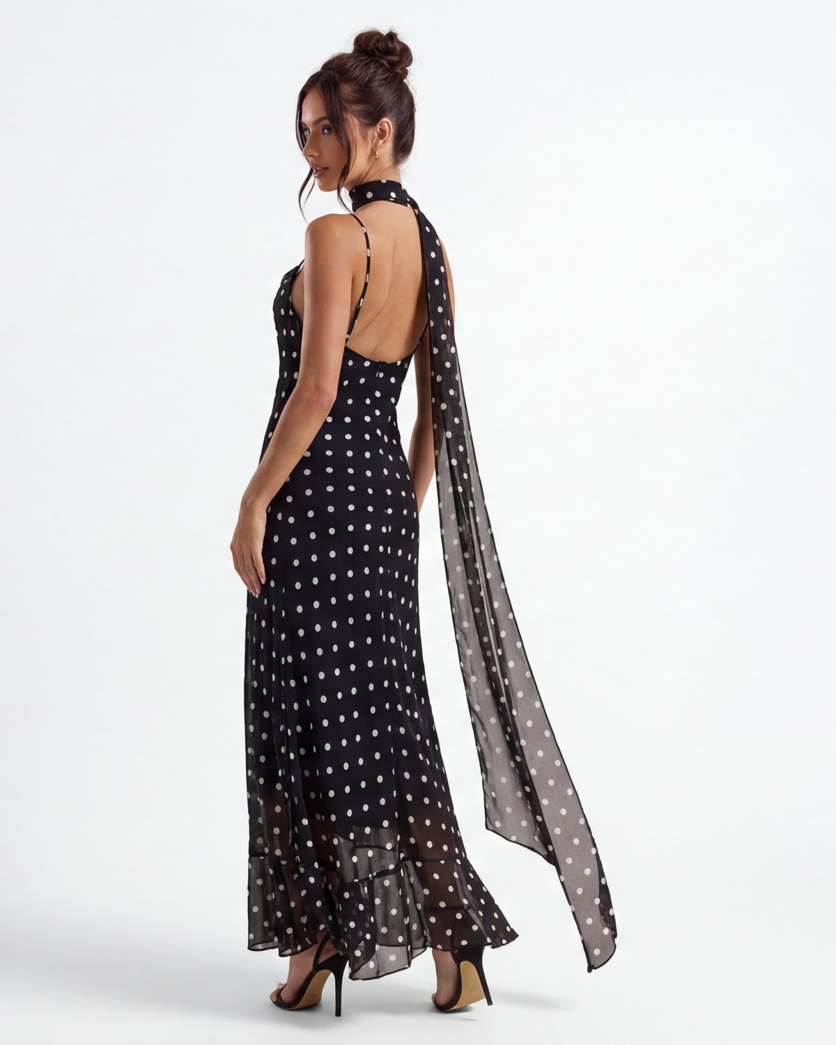 Ainhoa | Vestido Largo de Lunares con Bajo de Gasa