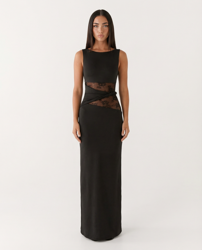 Victoria | Vestido Largo Ceñido con Aberturas de Encaje