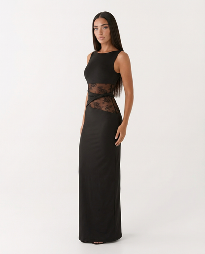 Victoria | Vestido Largo Ceñido con Aberturas de Encaje