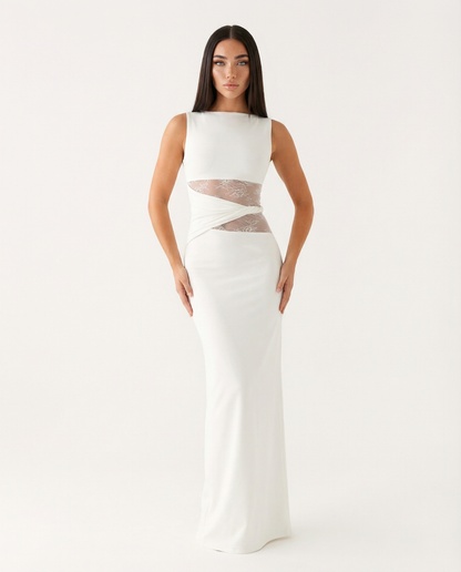 Victoria | Vestido Largo Ceñido con Aberturas de Encaje