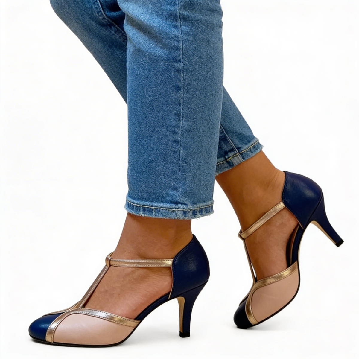 Zapato de Tacón Ortopédico con Tira Lateral