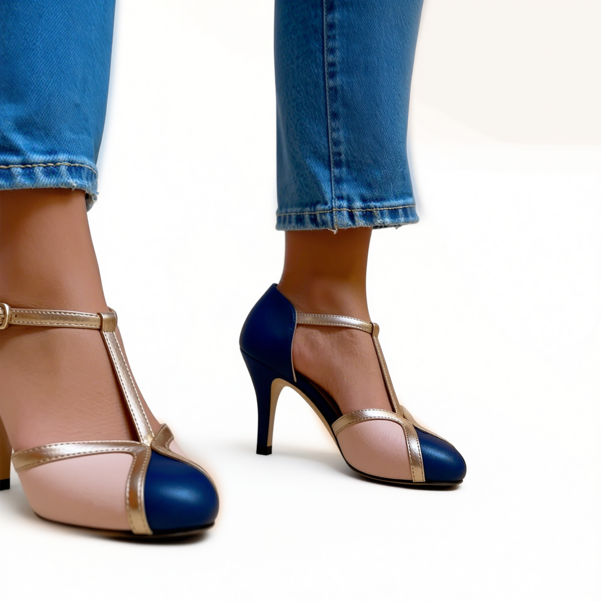 Zapato de Tacón Ortopédico con Tira Lateral