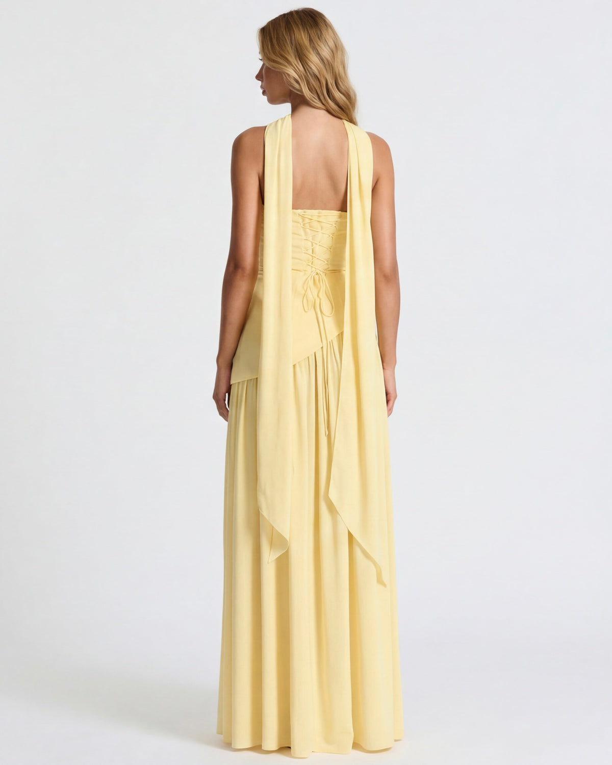 Abril | Vestido Largo Palabra de Honor con Pañuelo