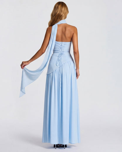 Abril | Vestido Largo Palabra de Honor con Pañuelo