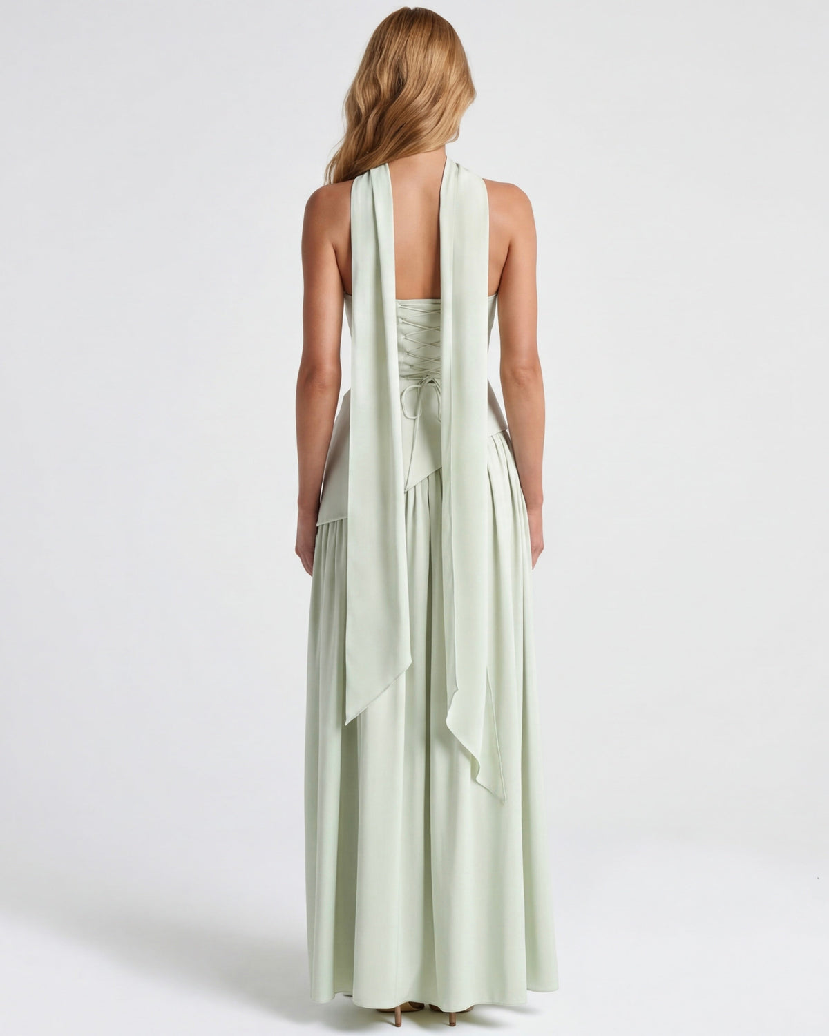 Abril | Vestido Largo Palabra de Honor con Pañuelo